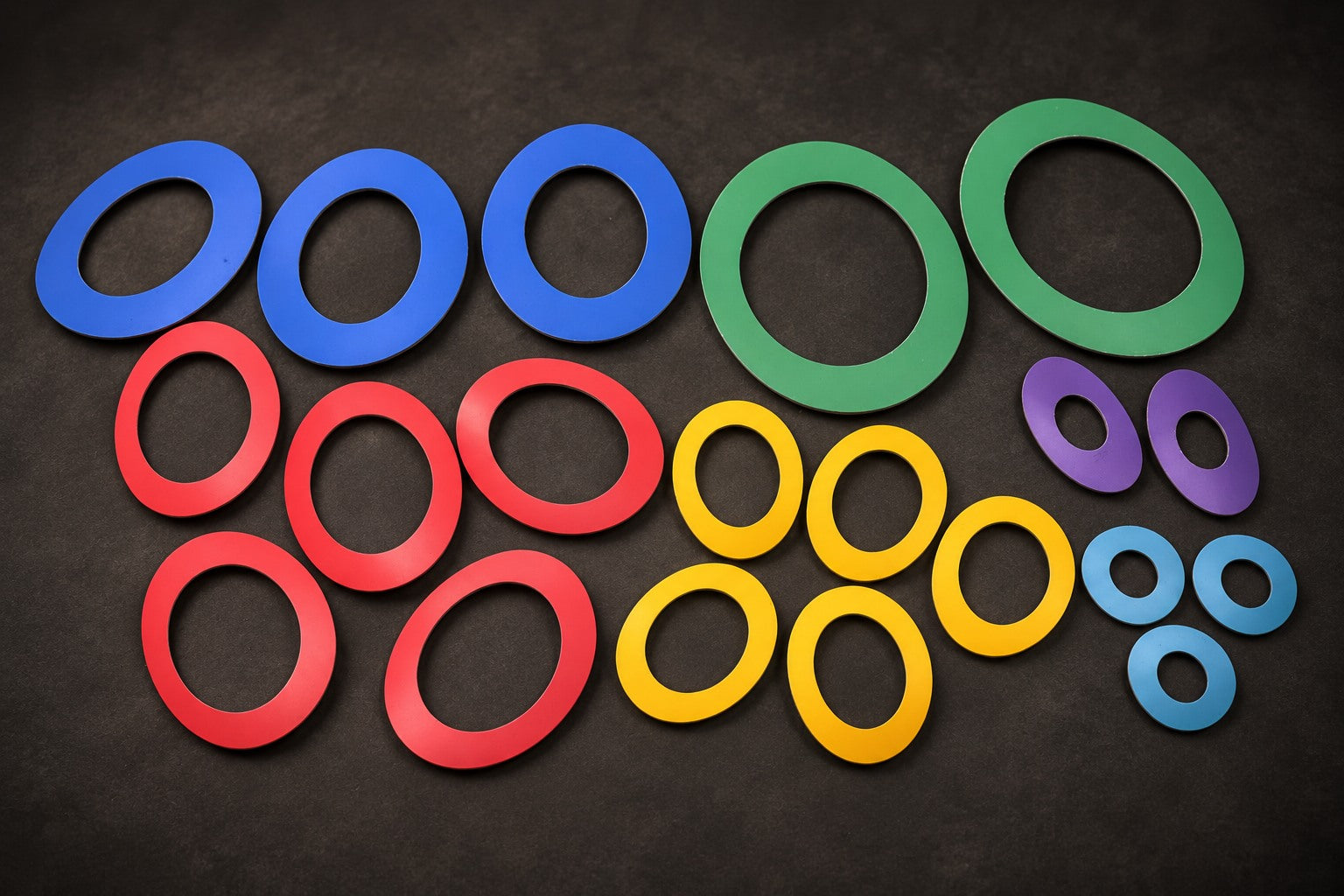 Set of twenty tuning magnets in six colours and sizes